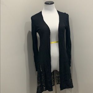 Black cardigan with lace on the bottom